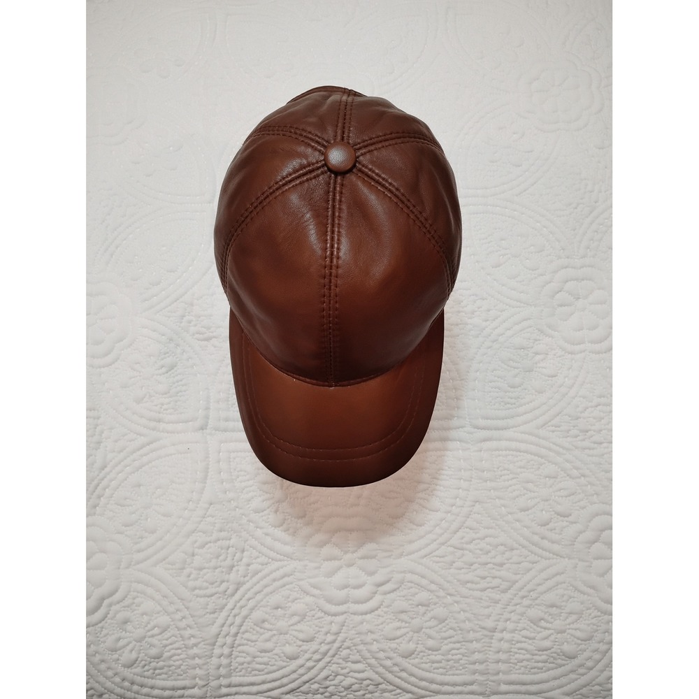 Adjustable Brown Leather Cap - Picture 2 of 2